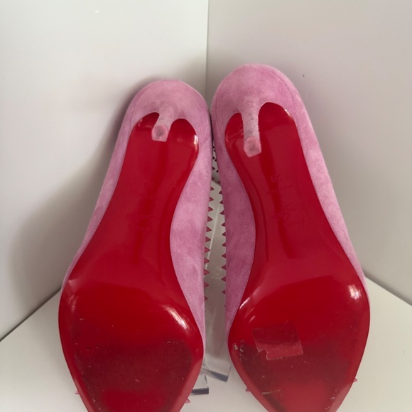 CHRISTIAN LOUBOUTIN Duvette Spikes 39.5 Cutout Suede Pumps Pink - Picture 2 of 7